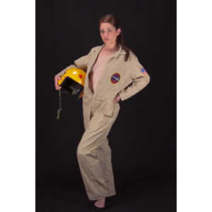 Lindsey was visiting and wanted to shoot, and I had an idea for a pinup based on a pilot's helmet I had recently been given.  So we went to a local military surplus and whipped up a pilot costume and did this shoot.